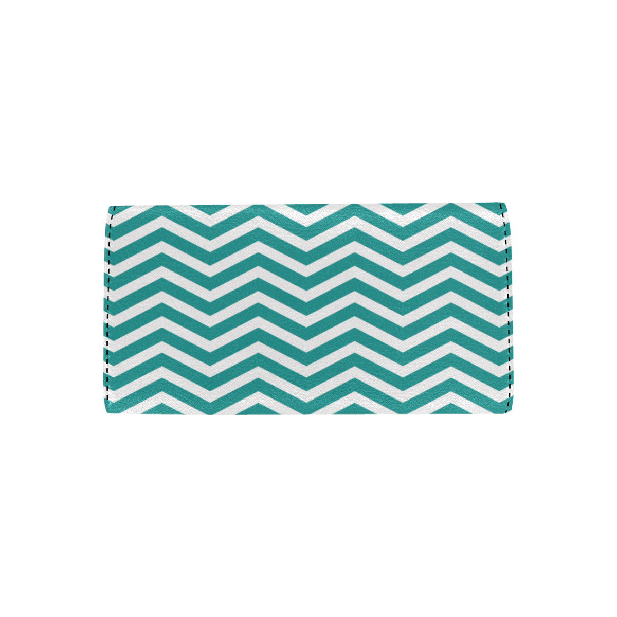 Chevron Teal Pattern Print Design 02 Women's Trifold Wallet