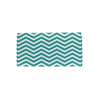 Chevron Teal Pattern Print Design 02 Women's Trifold Wallet