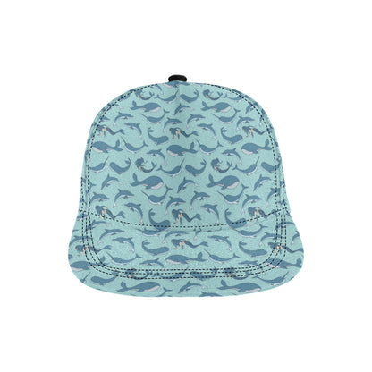 Narwhal Themed Print Snapback Cap
