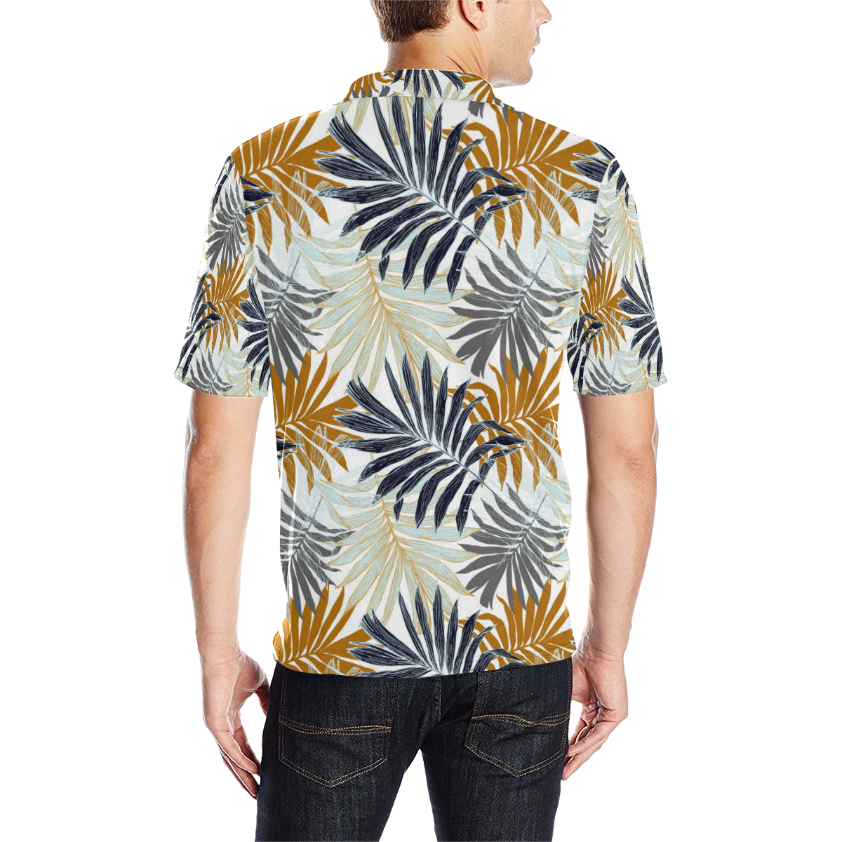 Colorful Tropical Palm Leaves Men Polo Shirt