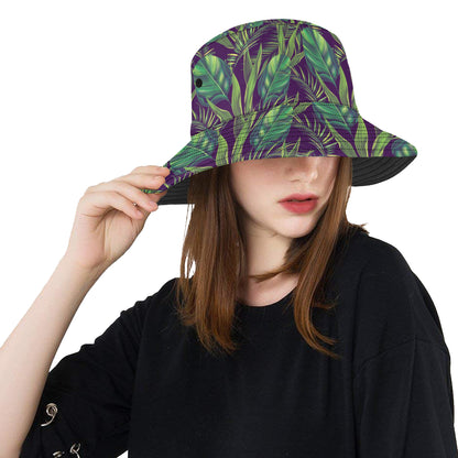 Palm Leaves Pattern Print Design PL03 Unisex Bucket Hat