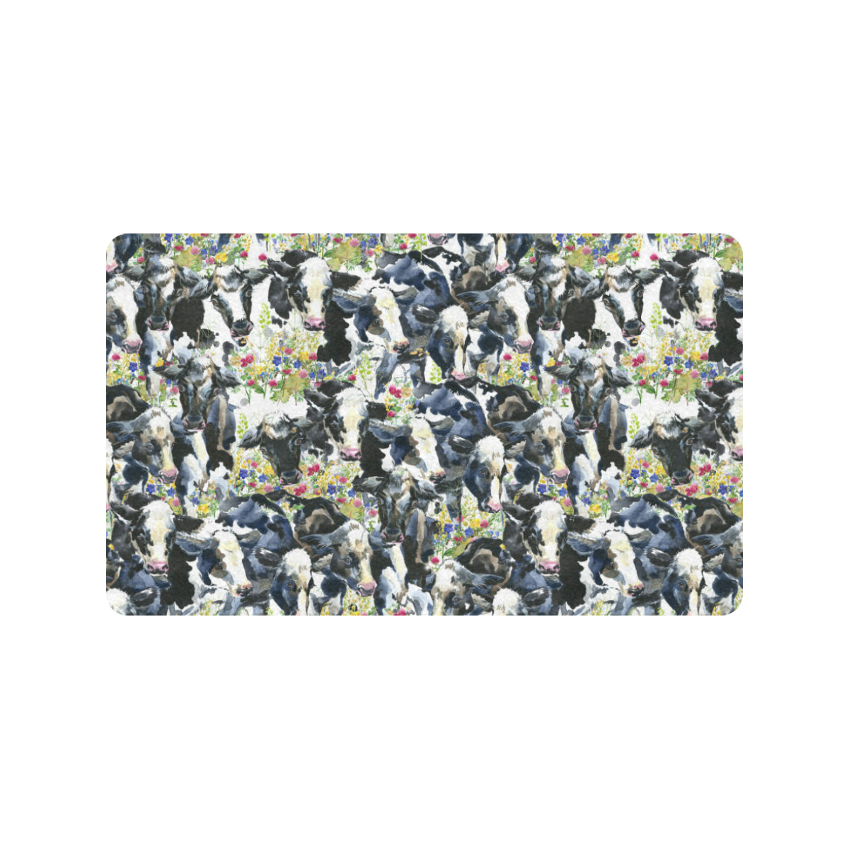 Cow Watercolor Print Pattern Rubber Doormat