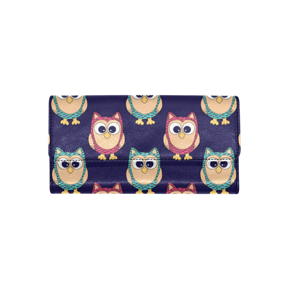 Owl Pattern Print Design A06 Women's Trifold Wallet