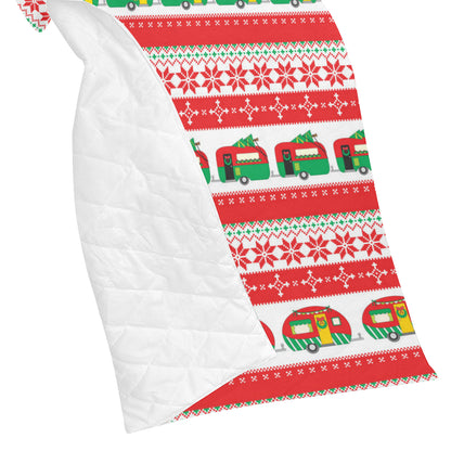 Camper Camping Ugly Christmas Design Print Premium Quilt