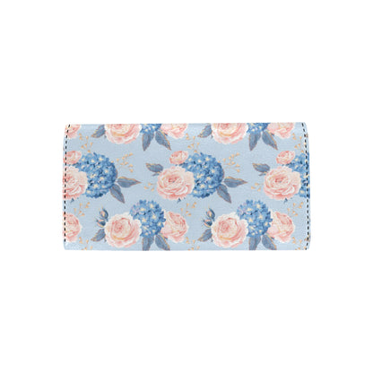 Hydrangea Pattern Print Design HD06 Women's Trifold Wallet