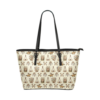 Native Indian Pattern Design Print Leather Tote Bag