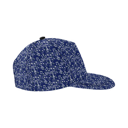 Music Note Blue Themed Print Snapback Cap