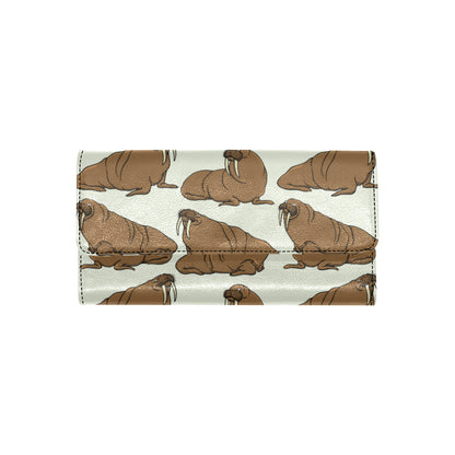 Walrus Pattern Print Design 03 Women's Trifold Wallet