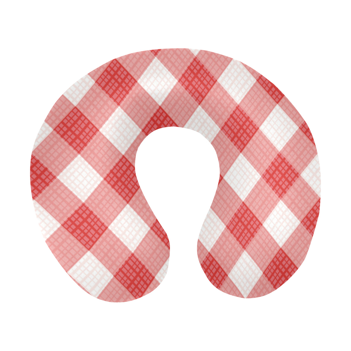 Gingham Red Pattern Print Design 01 U-Shaped Travel Neck Pillow