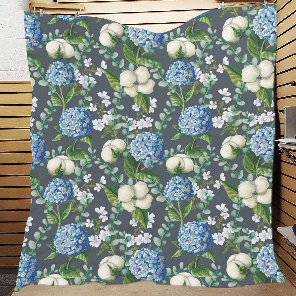 Hydrangea Pattern Print Design 02 Premium Quilt