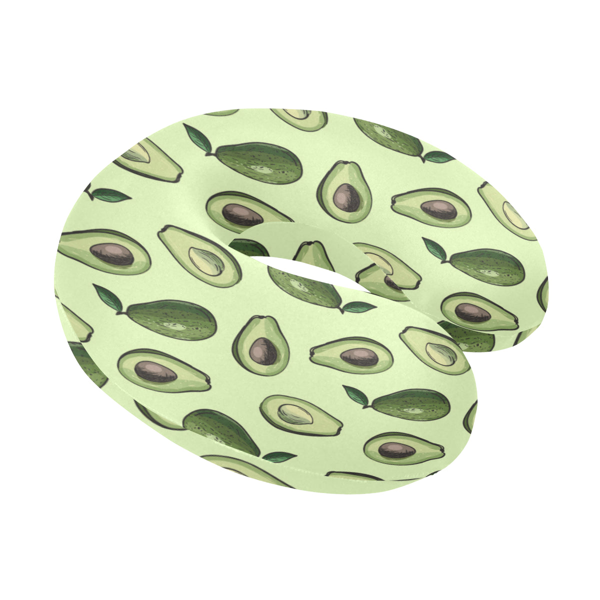 Avocado Pattern Print Design 02 U-Shaped Travel Neck Pillow