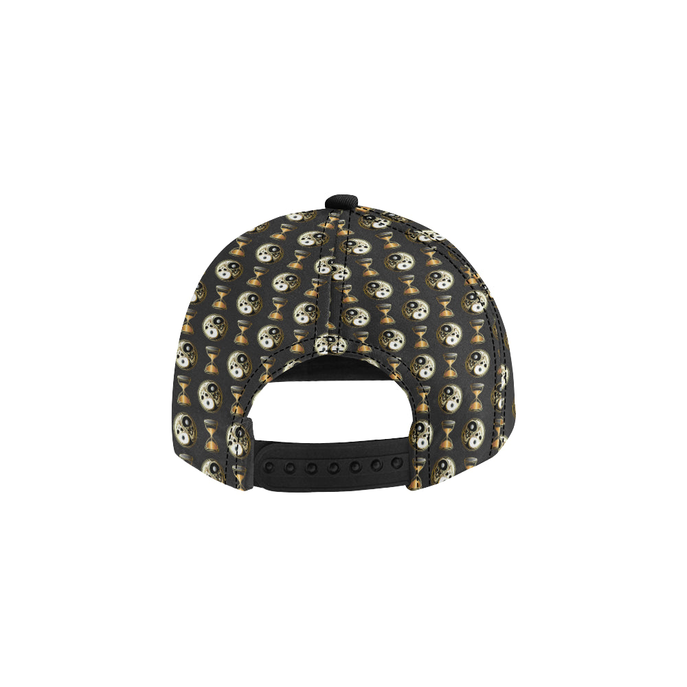Yin Yang Skull Themed Design Print Snapback Cap