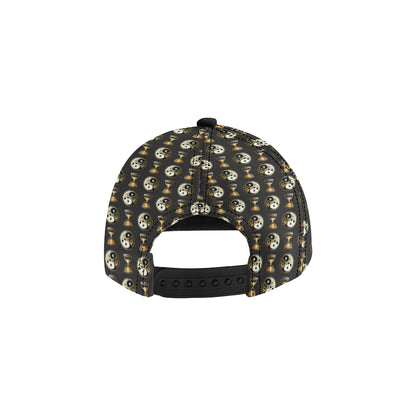 Yin Yang Skull Themed Design Print Snapback Cap