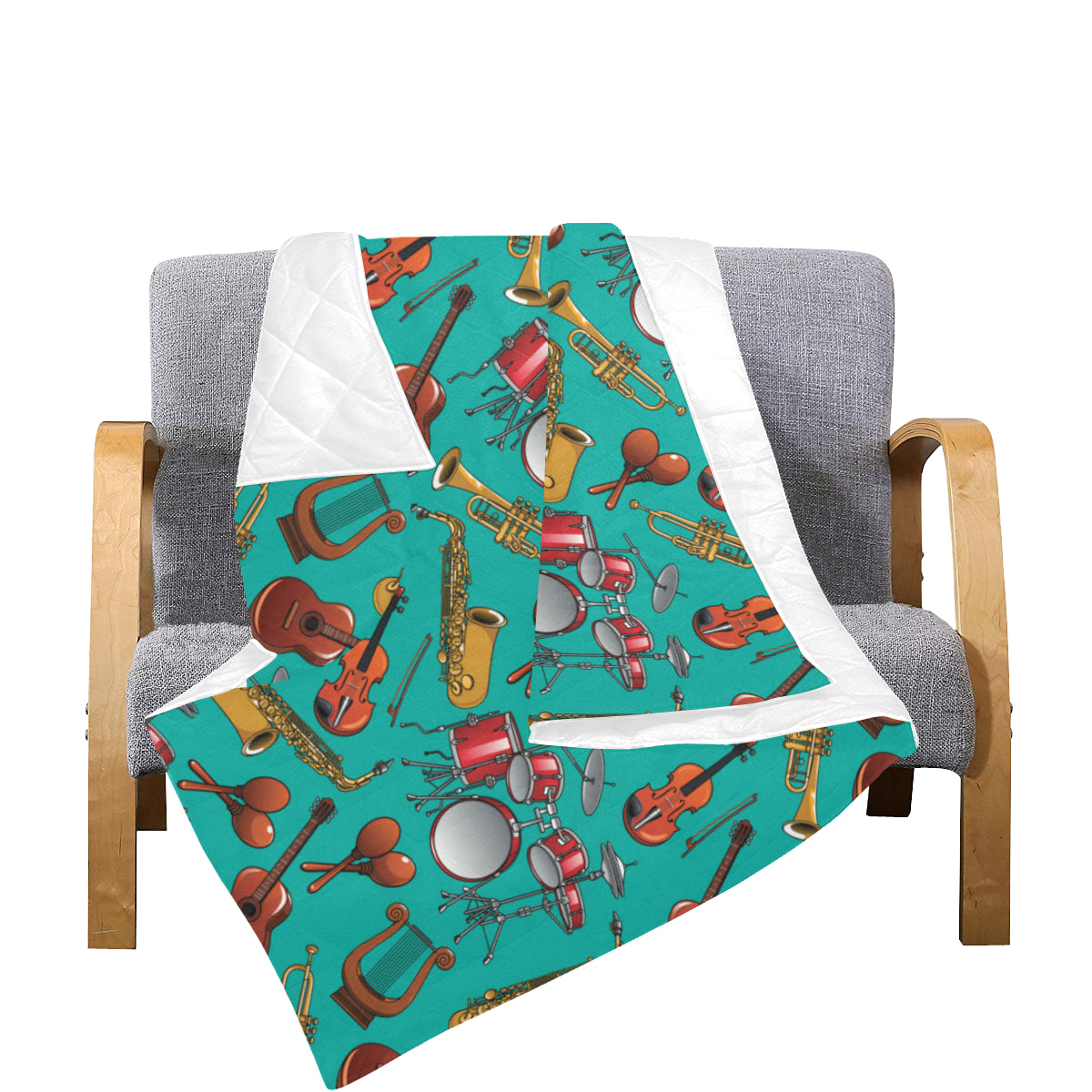 Drum Set Pattern Print Design 01 Premium Quilt