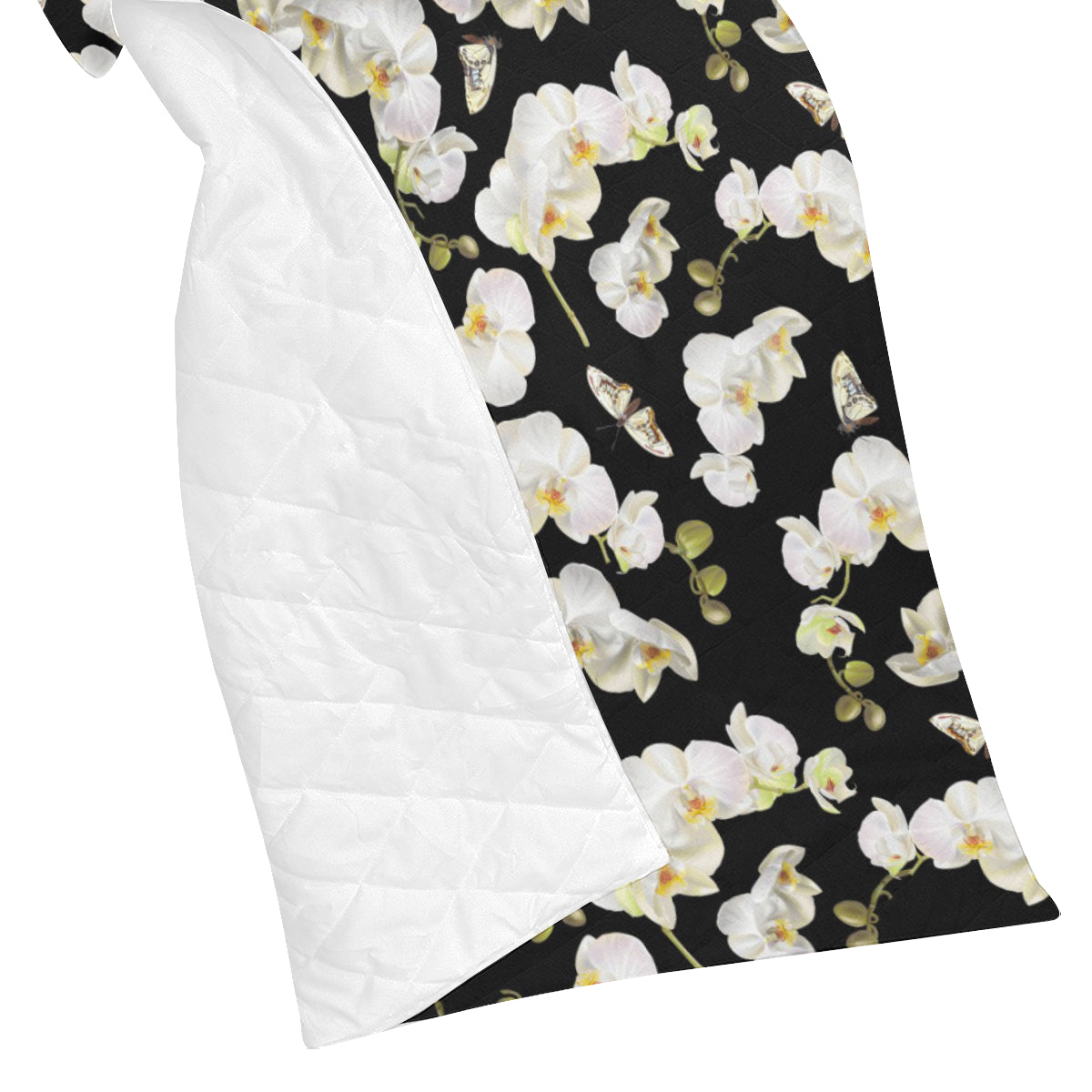 Orchid White Pattern Print Design OR011 Premium Quilt