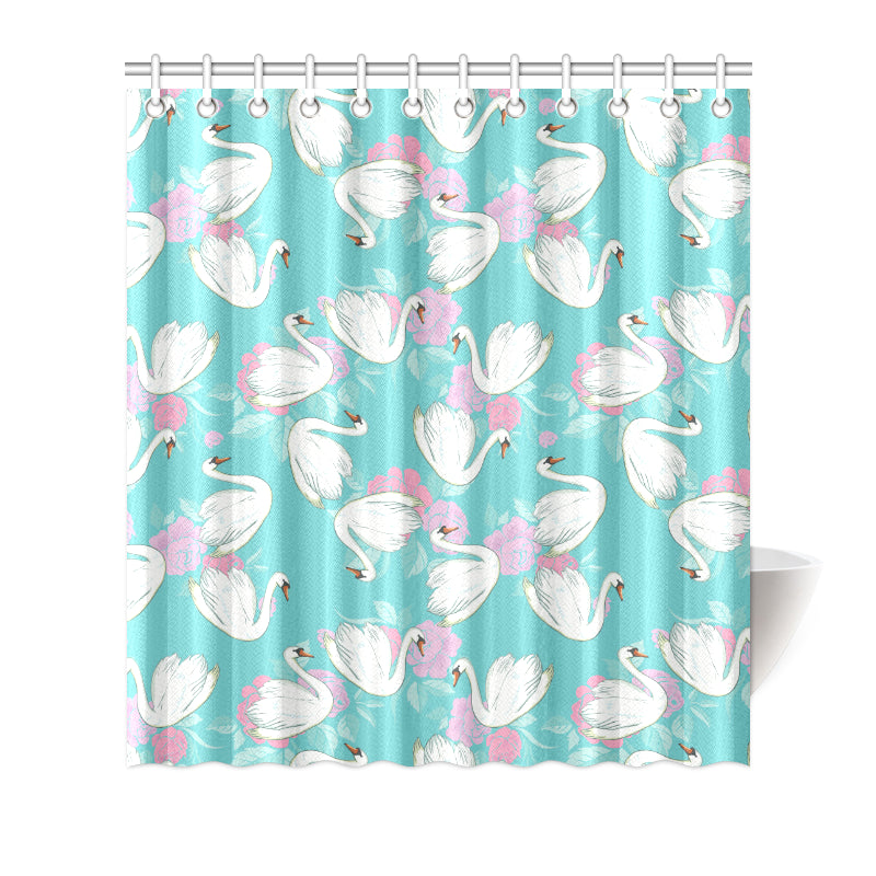 Swan Pattern Print Design 03 Shower Curtain