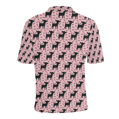 Chihuahua Pink Print Pattern Men Polo Shirt