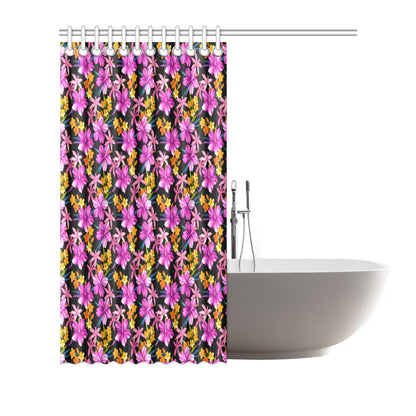 Tropical Folower Pink Hibiscus Print Shower Curtain