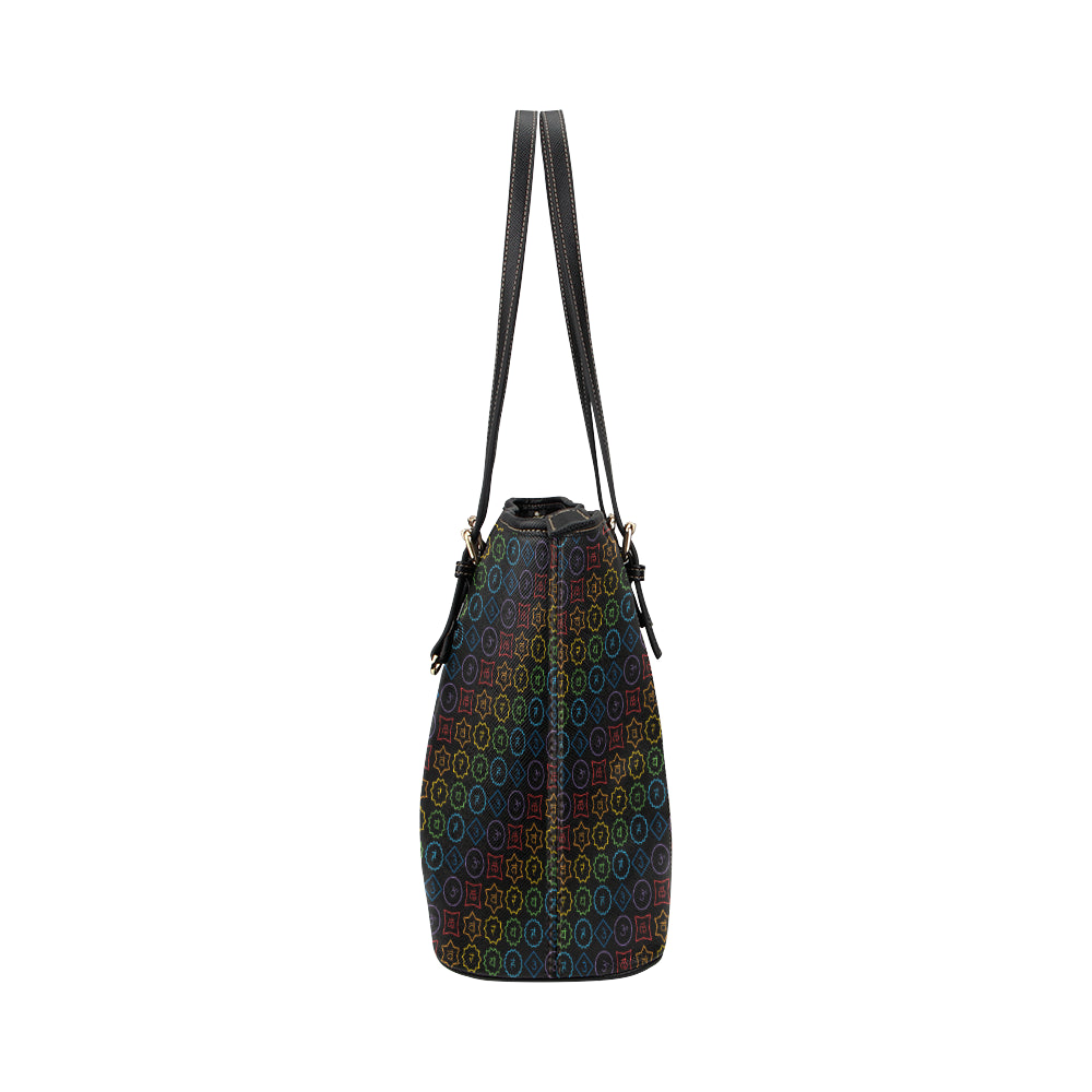 Chakra Colorful Symbol Pattern Leather Tote Bag