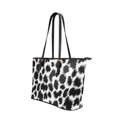 Cheetah Black Print Pattern Leather Tote Bag