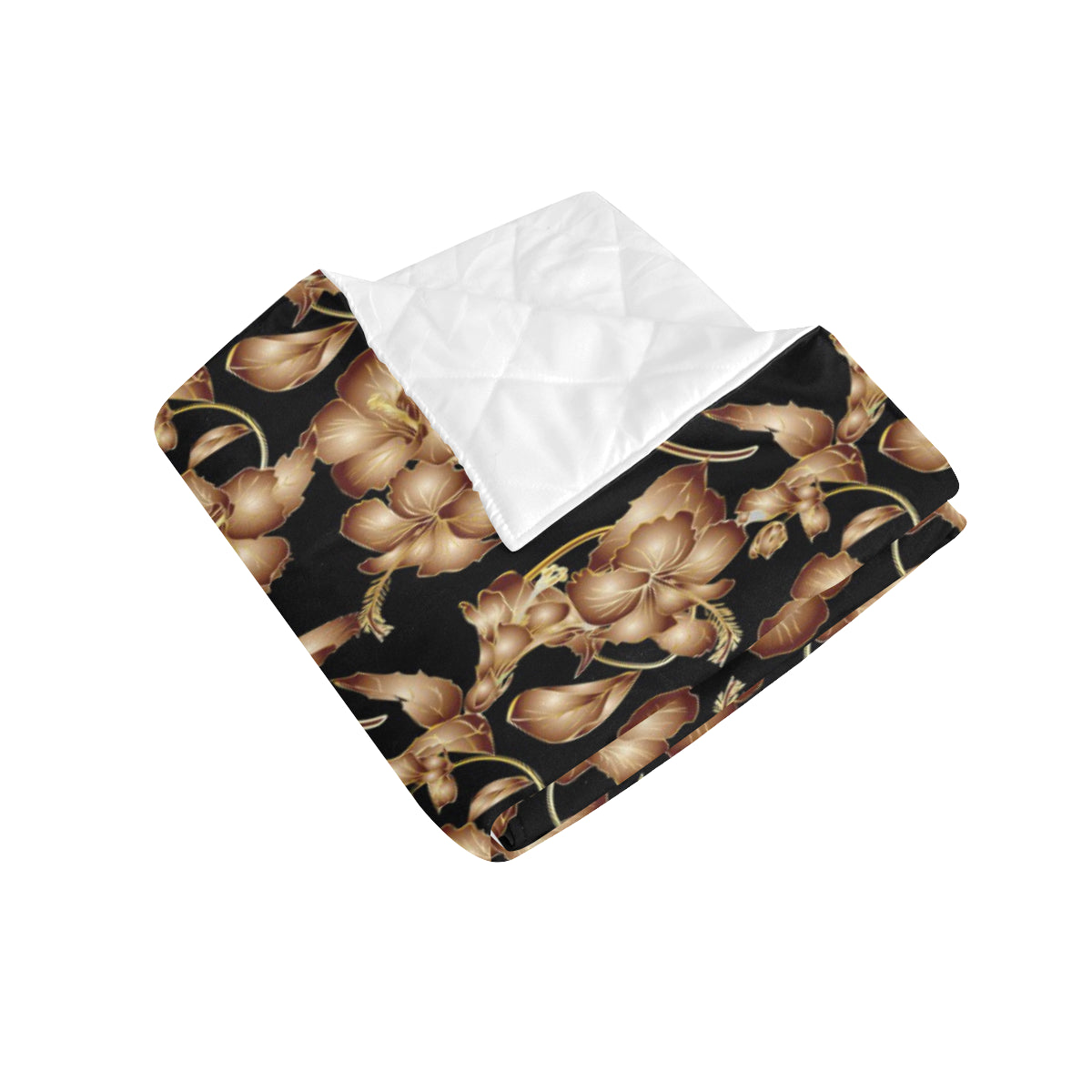 Brown Hibiscus Pattern Print Design HB06 Premium Quilt