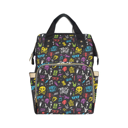 Rock and Roll Pattern Print Design A02 Diaper Bag Backpack