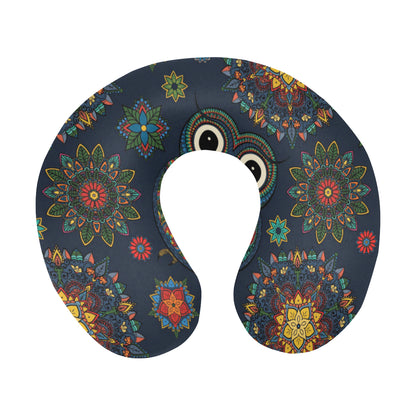 Owl Boho Style Pattern Print Design A04 U-Shaped Travel Neck Pillow