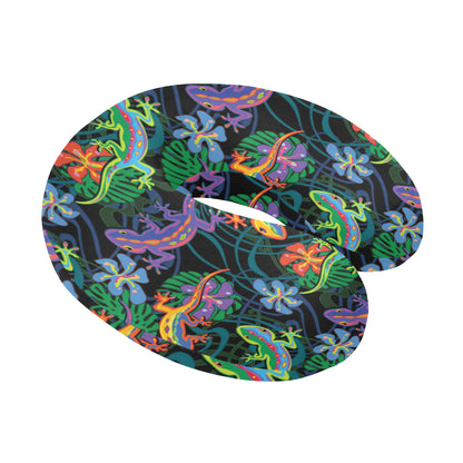 Gecko Colorful Pattern Print Design 01 U-Shaped Travel Neck Pillow