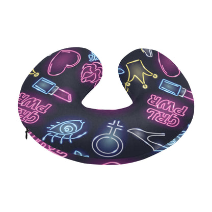 Lipstick Neon Pattern Print Design 02 U-Shaped Travel Neck Pillow