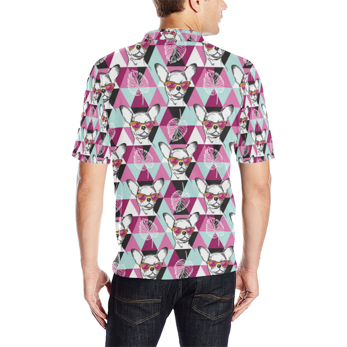 Chihuahua Cute Triangle Pattern Men Polo Shirt