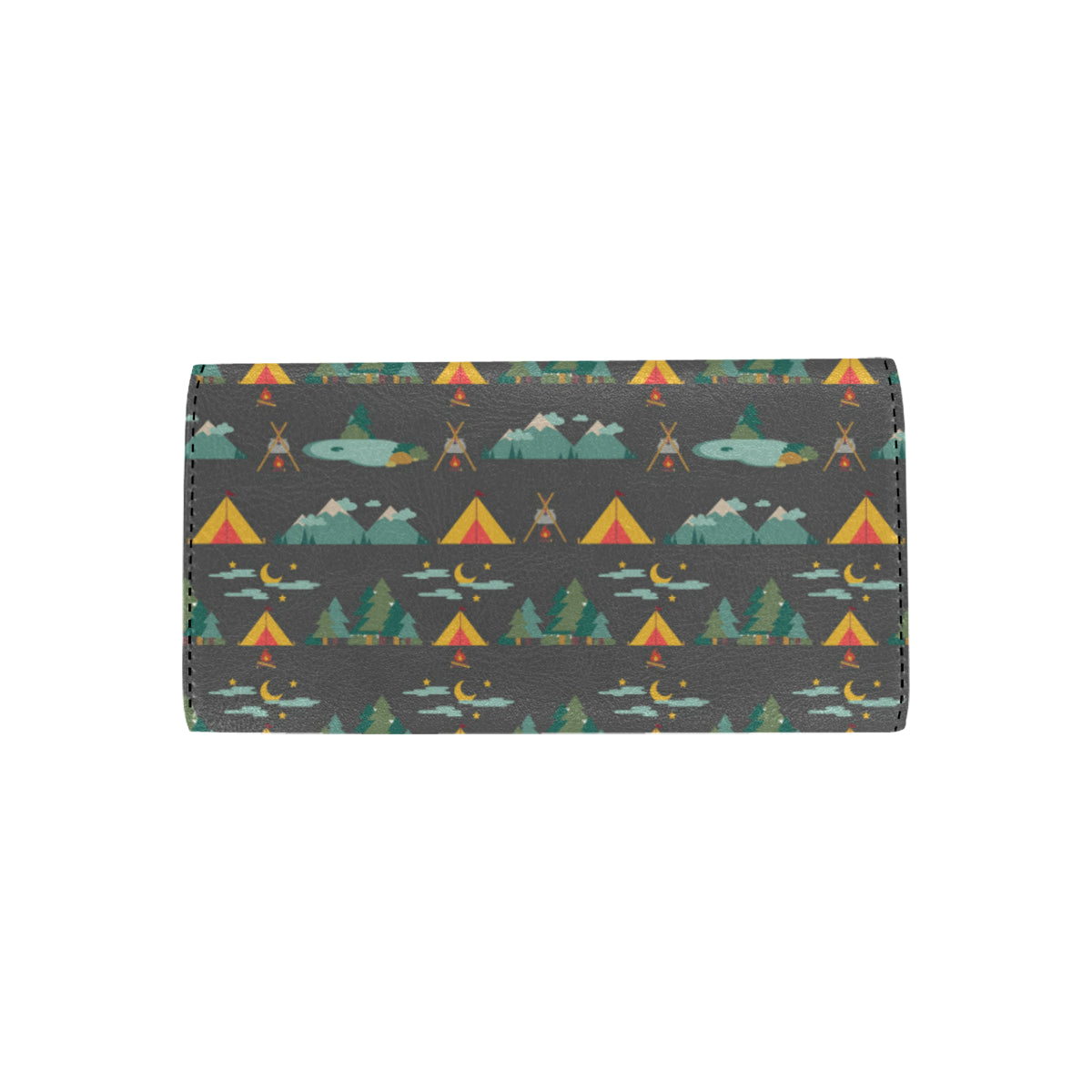 Camping Tent Pattern Print Design 03 Women's Trifold Wallet