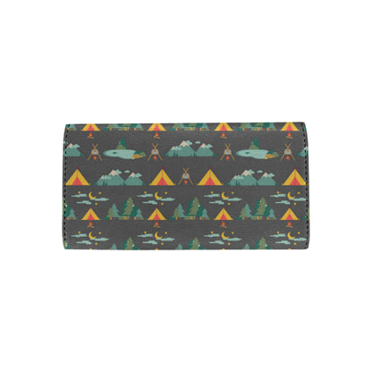 Camping Tent Pattern Print Design 03 Women's Trifold Wallet