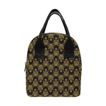 Steampunk Gold Owl Design Themed Print Insulated Lunch Bag