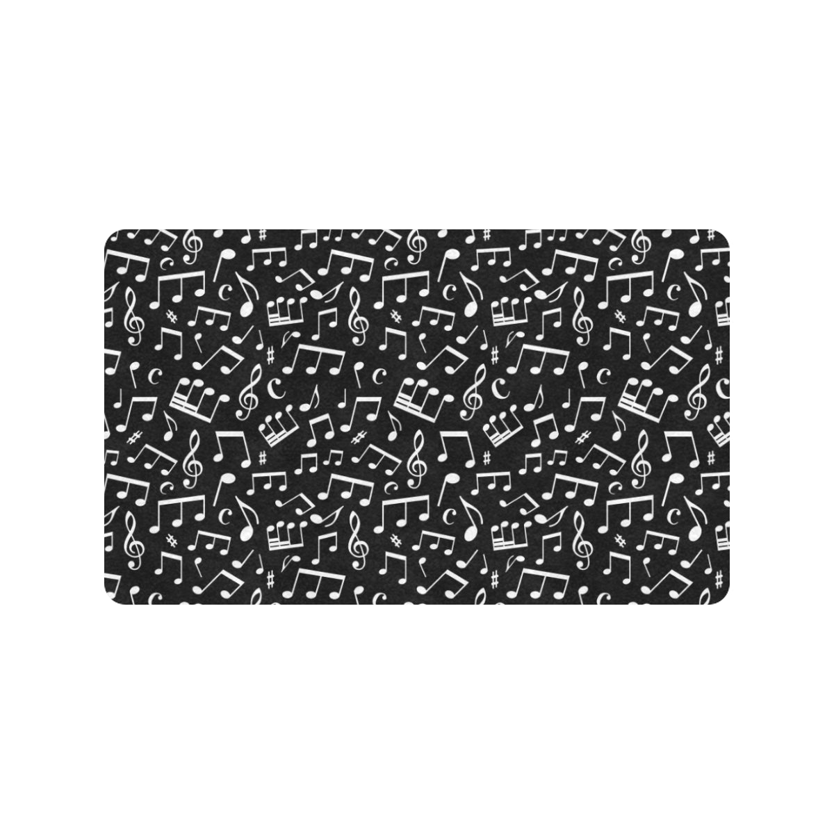 Music Note Black white Themed Print Rubber Doormat
