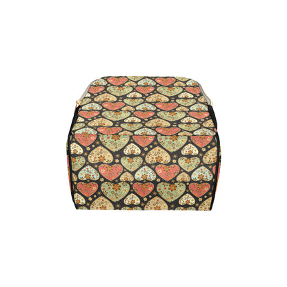 Heart Boho Pattern Print Design HE04 Diaper Bag Backpack