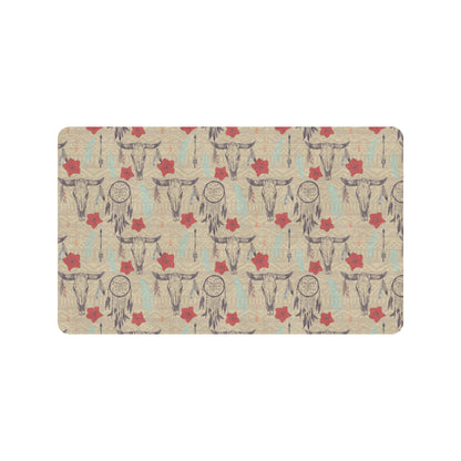 Native Buffalo Head Themed Design Print Rubber Doormat