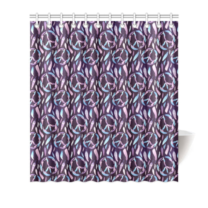Peace Sign Feather Design Print Shower Curtain