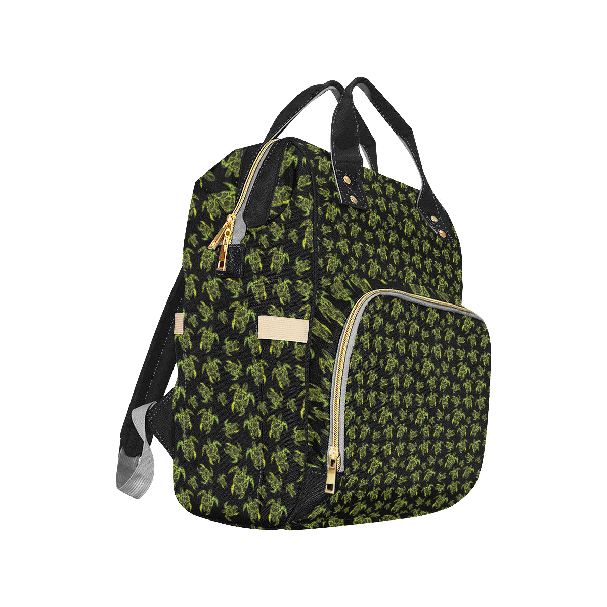 Green Tribal Turtle Polynesian Themed Diaper Bag Backpack