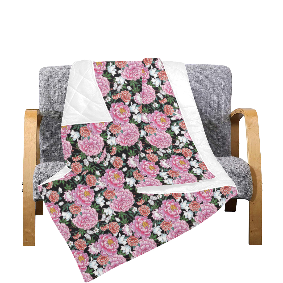 Dahlia Pattern Print Design 02 Premium Quilt