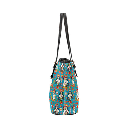 Day of the Dead Old School Girl Design Leather Tote Bag