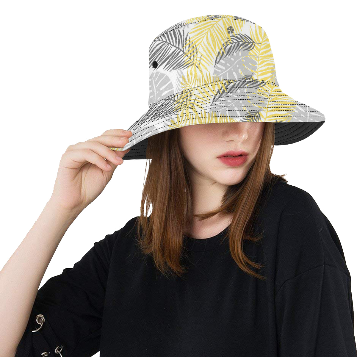 Palm Leaves Pattern Print Design PL012 Unisex Bucket Hat