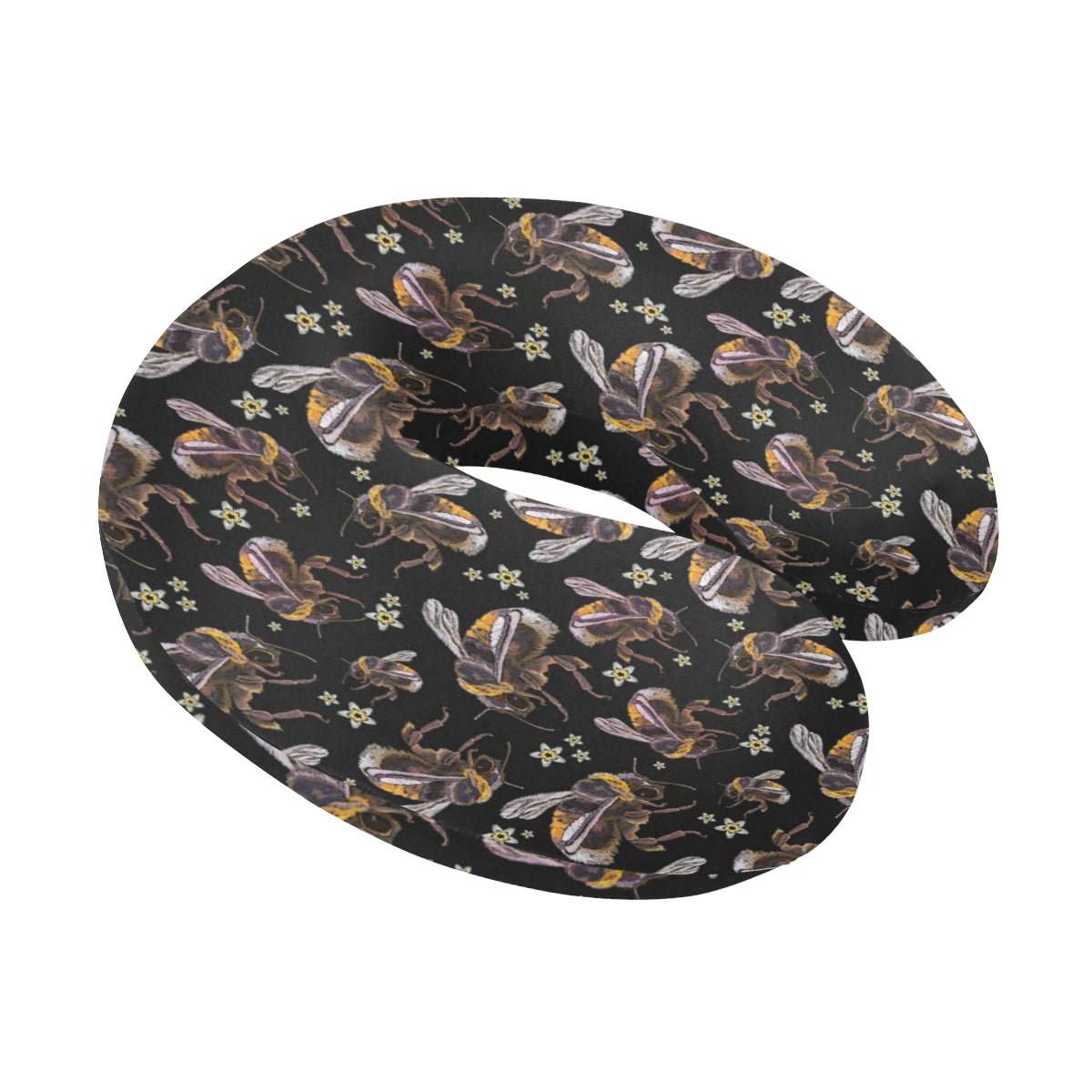Bee Pattern Print Design 04 U-Shaped Travel Neck Pillow