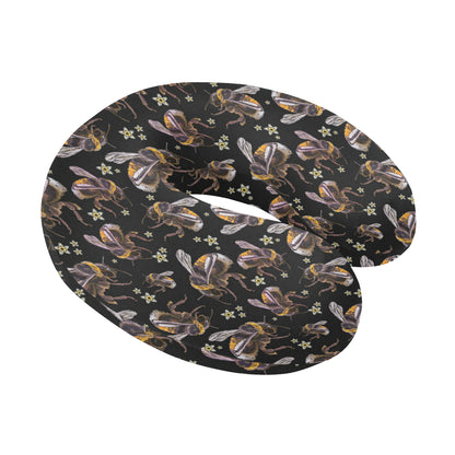 Bee Pattern Print Design 04 U-Shaped Travel Neck Pillow