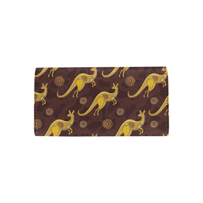 Kangaroos Aboriginal Pattern Print Design 08 Women's Trifold Wallet