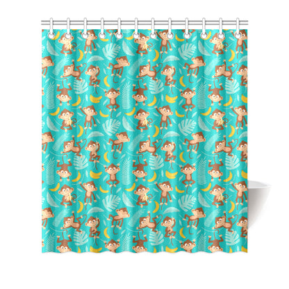 Monkey Happy Design Themed Print Shower Curtain