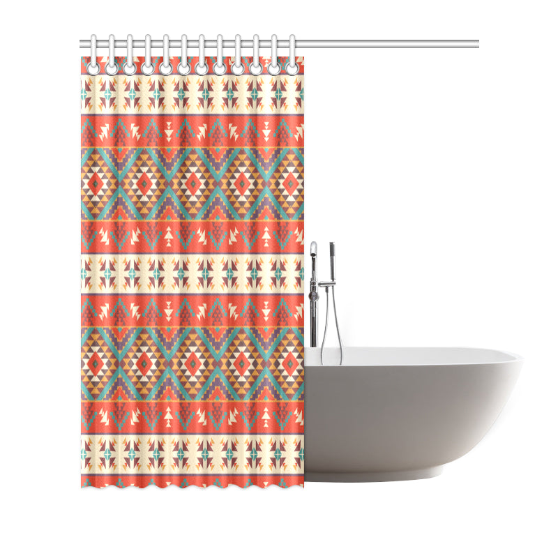 Aztec Red Print Pattern Shower Curtain