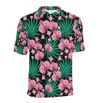 Orchid Pink Pattern Print Design OR06 Men Polo Shirt
