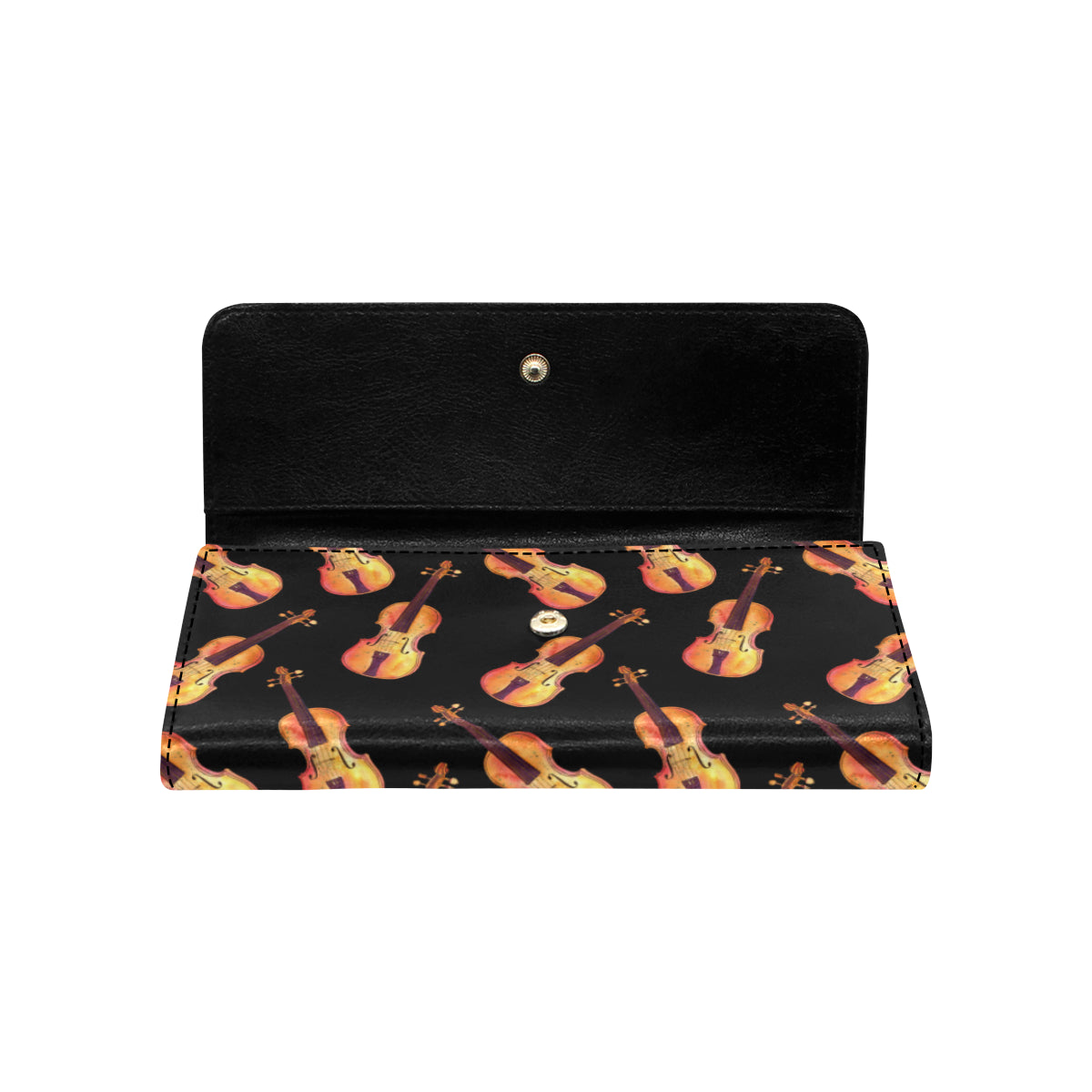 Violin Pattern Print Design 04 Women's Trifold Wallet