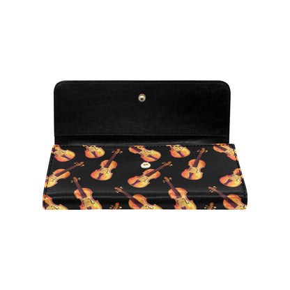 Violin Pattern Print Design 04 Women's Trifold Wallet