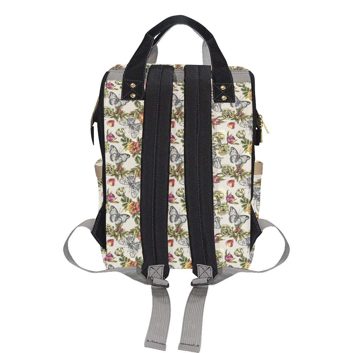 Butterfly Flower Pattern Print Design 06 Diaper Bag Backpack
